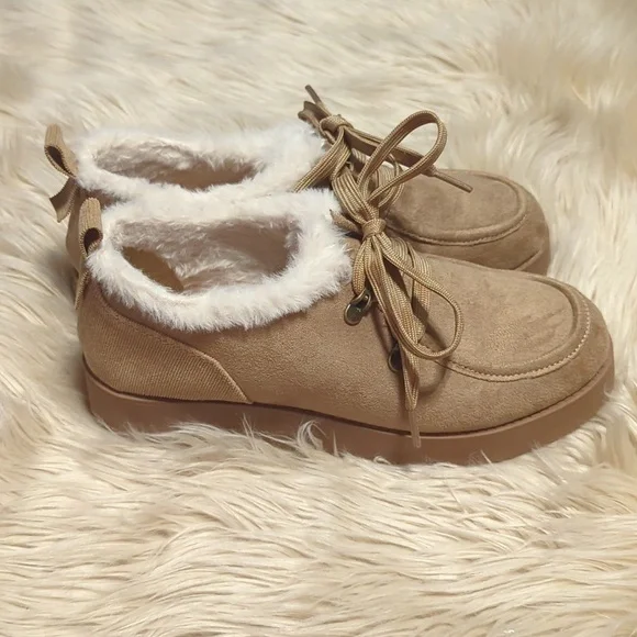 Tan jellypop fur lined tan Laceup shoes size 9M - Picture 4 of 8